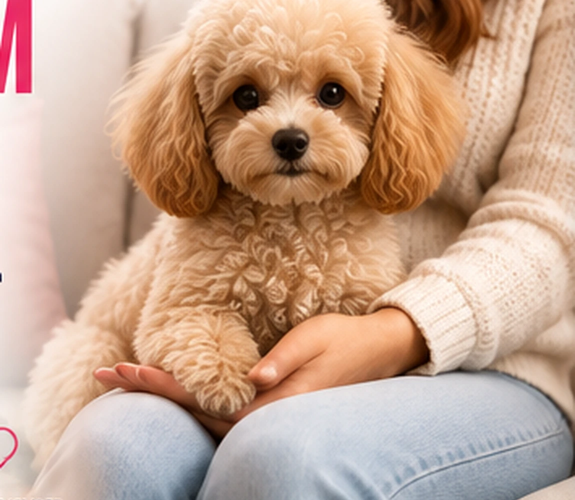 Small companion dog relaxing comfortably on a person's lap in a warm home setting